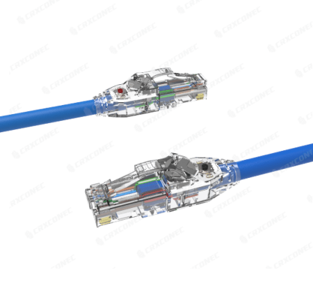 Kabel Patch Cord Cabling Tembaga PVC UTP Cat.6 24 AWG Berjenama UL dengan Jejak LED 1M Warna Biru - Kord Tampalan UL Disenaraikan LED Traceable Cat.6 UTP 24AWG.